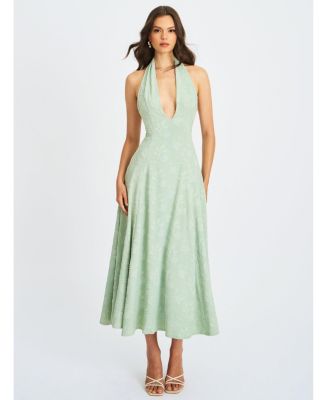 Miss Circle Women Magda Mint Green Deep V Neck Halter A-line Midi Dress -  Macy's