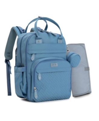BabbleRoo Toddler Diaper Bag Backpack Stylish 26L Hands Free Bag with Changing Pad Stroller Straps Water-Resistant Safari Large - Light blue 48$