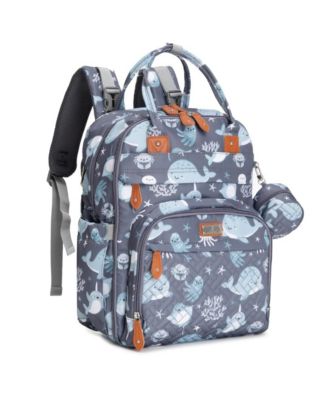 BabbleRoo Toddler Diaper Bag Backpack Stylish 26L Hands Free Bag with Changing Pad, Stroller Straps & Water-Resistant, Safari, Large - Sea animal
