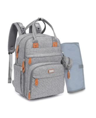 BabbleRoo Toddler Diaper Bag Backpack Stylish 26L Hands Free Bag with Changing Pad, Stroller Straps & Water-Resistant, Safari, Large - Light gray