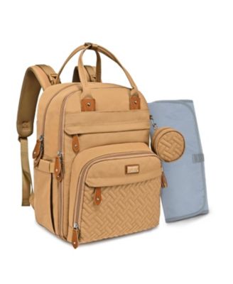 BabbleRoo Toddler Diaper Bag Backpack Stylish 26L Hands Free Bag with Changing Pad, Stroller Straps & Water-Resistant, Safari, Large - Light brown