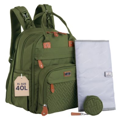 BabbleRoo Toddler Diaper Bag Backpack Stylish 26L Hands Free Bag with Changing Pad Stroller Straps Water-Resistant Safari Large - Forest green - 56$