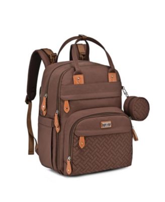 BabbleRoo Toddler Diaper Bag Backpack Stylish 26L Hands Free Bag with Changing Pad Stroller Straps Water-Resistant Safari Large - Brown 46$
