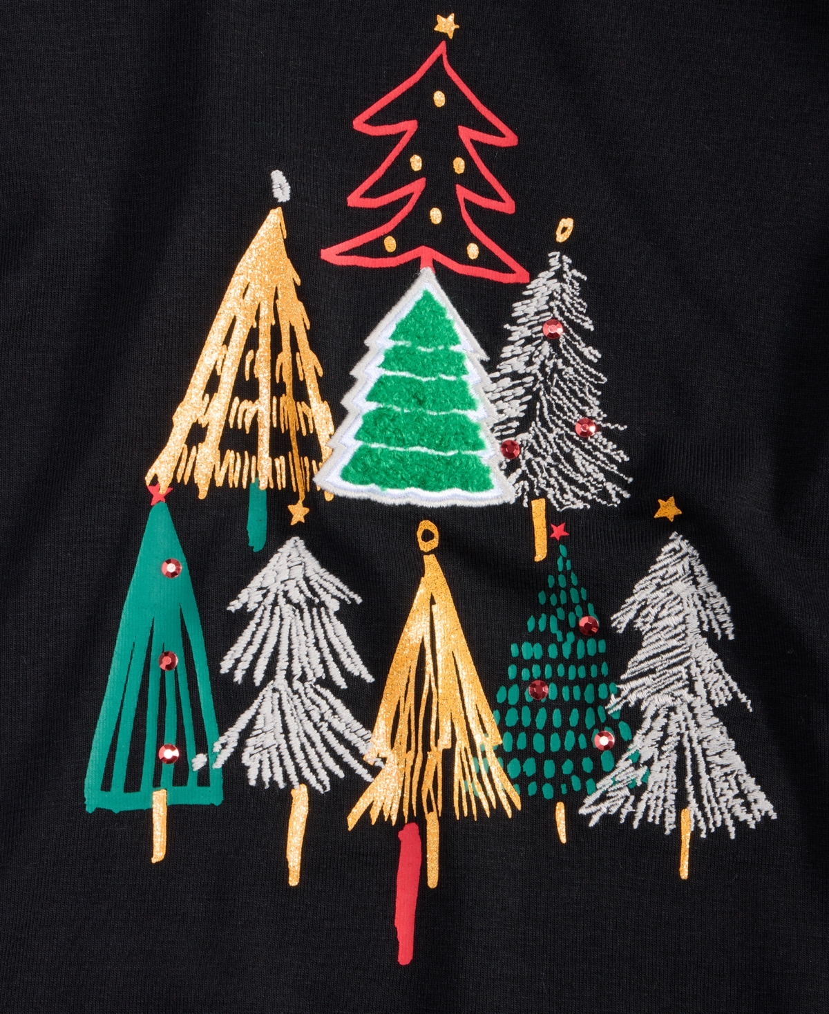 Holiday Lane Women's Festive Trees Long-Sleeve Top, Macy's Exclusive