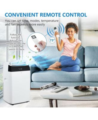 14,000 BTU Portable Air Conditioner - Quiet 3-in-1 AC, 3 Cooling Speeds, Auto Swing, Remote Control, Installation Kits, 24-Hour Timer