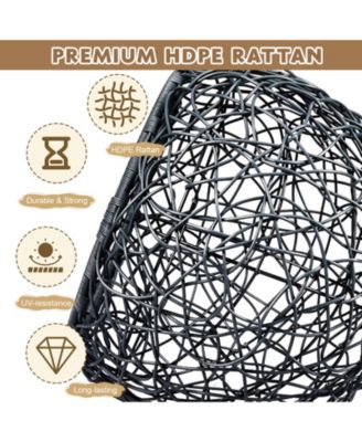 Cat Swing Bed with Stand & Cushion, Cat Egg Chair with Rattan Wicker Appearance, Indoor Hanging Swinging Cat Bed for Cats, Small Dogs, and Small Animals, Brown