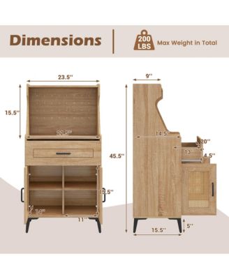 Coffee Bar Cabinet w/Pegboard Storage Drawer & Adjustable Shelf Buffet Sideboard