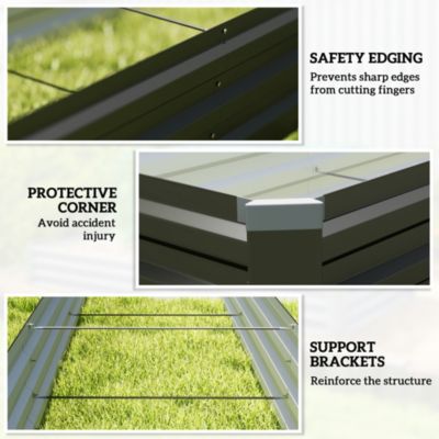 8x2x1ft Galvanized Raised Garden Bed Large Elevated Planter Box for Outdoor Gardening