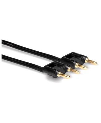 50' Dual Banana Male to Dual Banana Male Speaker Cable, Black Zip-Style Jacket
