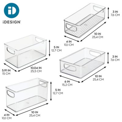 Plastic Stackable Pantry Bins with Handles, 4 Pack
