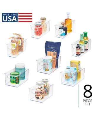 Plastic Stackable Pantry Bins with Handles, 8 Pack, Clear, Made in USA