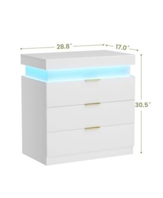 Nightstand storage table with Charging Station and LED Lights