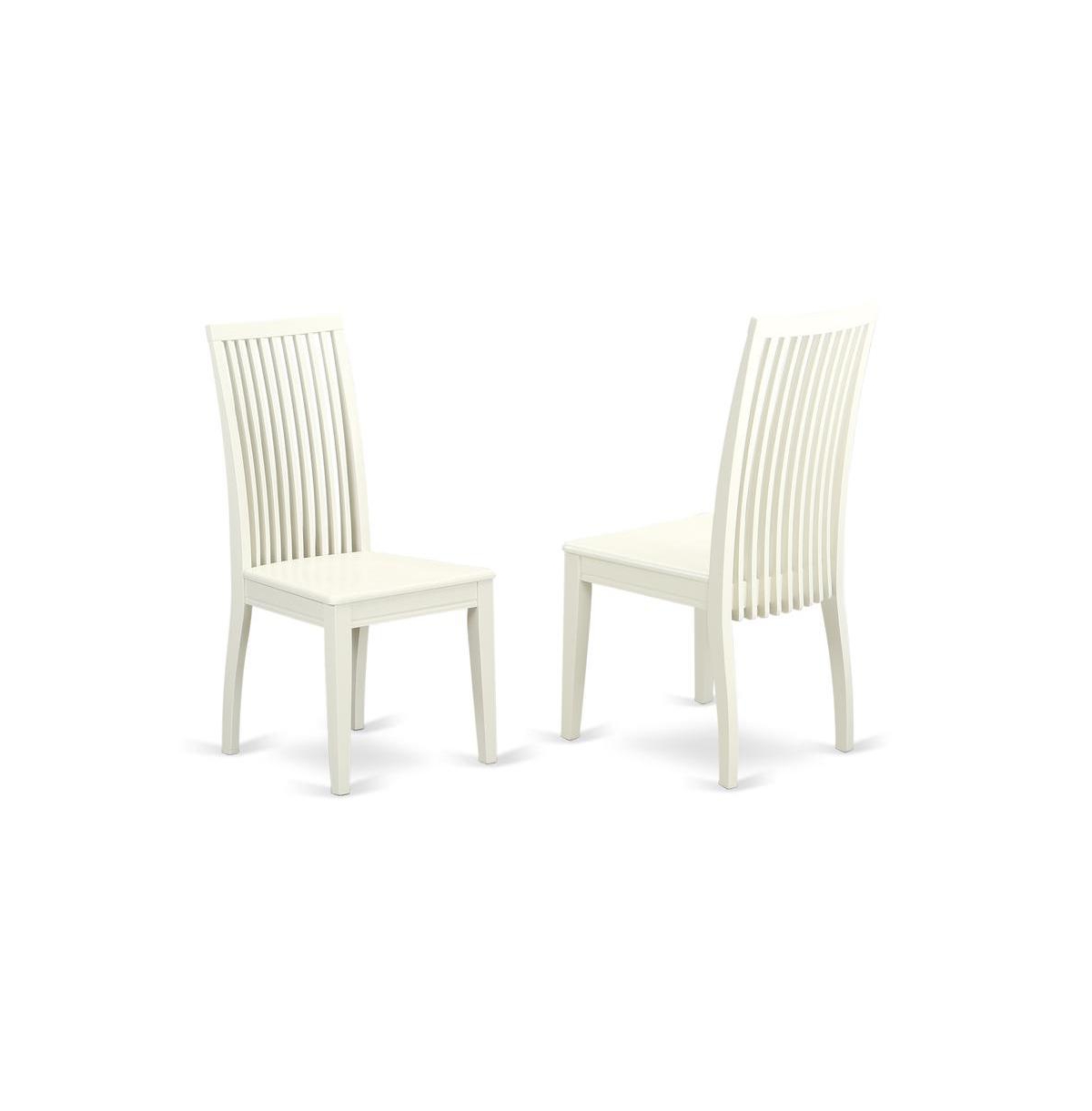 East West Furniture 3 Piece Kitchen Table Set - Linen White Wood Dining Table and 2 Linen White Wooden Dining Chairs with Slatted Back