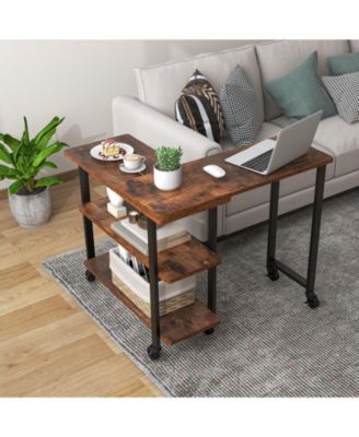 Patented 360 Free Rotating Sofa Side Table with Storage Shelves and Casters