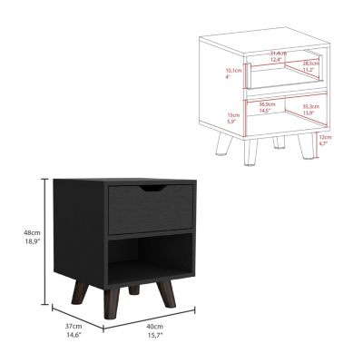 Storage Cabinet NightStand End Table with Wooden Legs