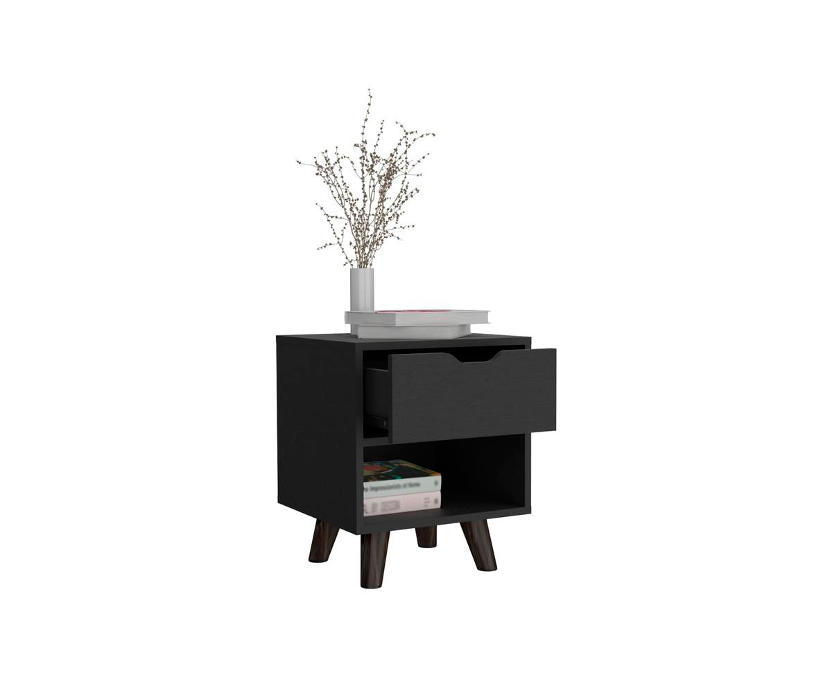 Casainc Storage Cabinet NightStand End Table with Wooden Legs