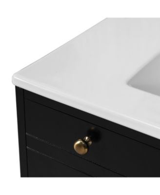 30" Freestanding Vanity with Ceramic Sink, Soft-Close Doors and Storage Drawers