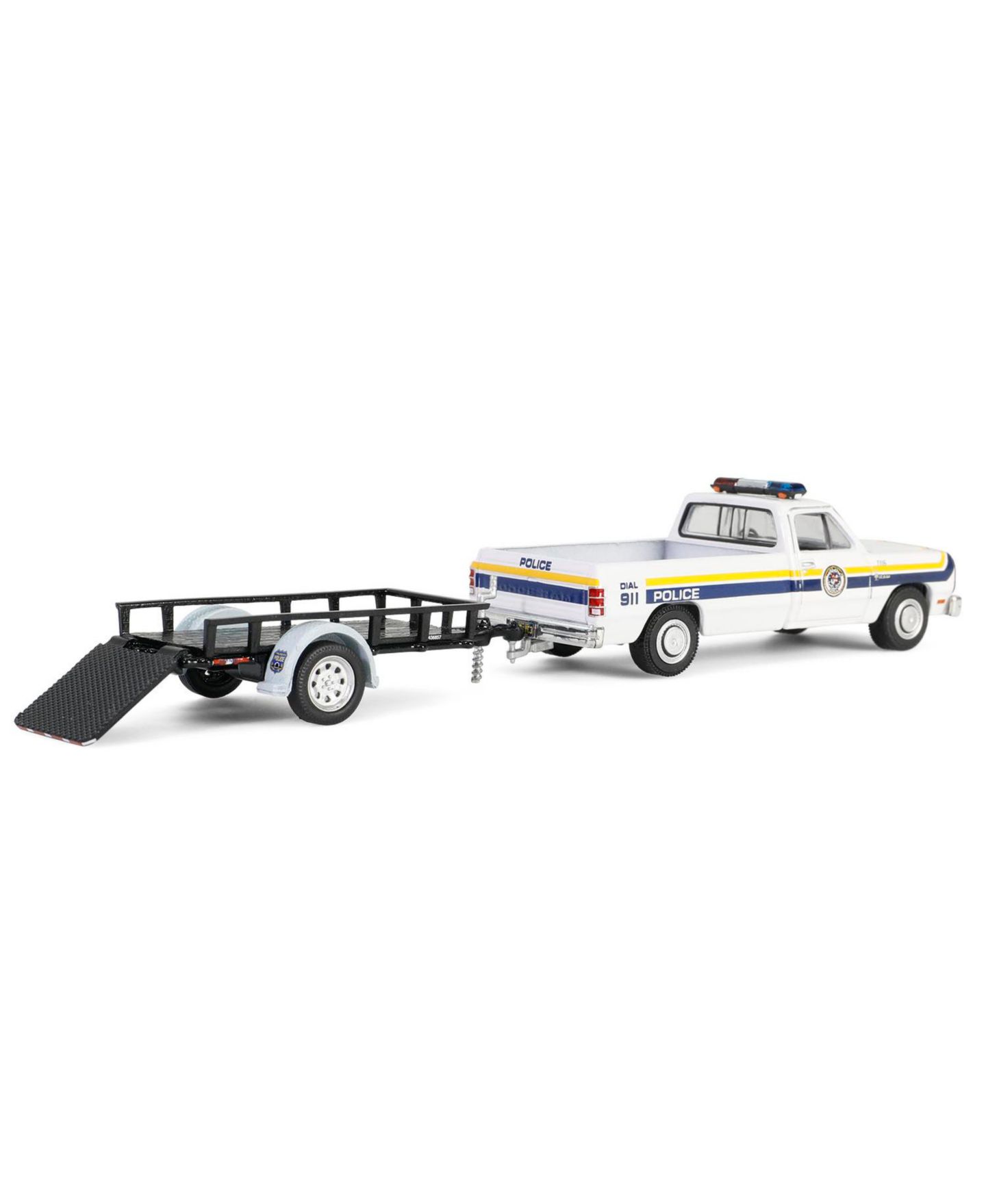 Детская игрушка Greenlight 1/64 Scale 1990 Dodge Ram D-250 Philadelphia Police Department Hot Pursuit Hitch & Tow Collectible Toy Vehicle, цвет: Белый — фото 2