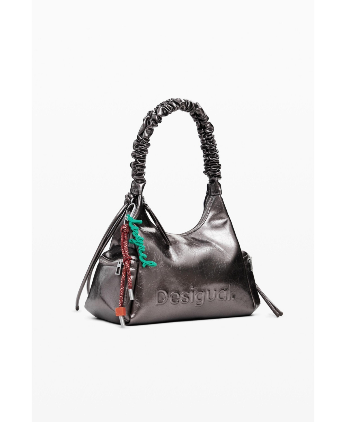Desigual Women's Metallic medium 3D logo bag with ruched handle