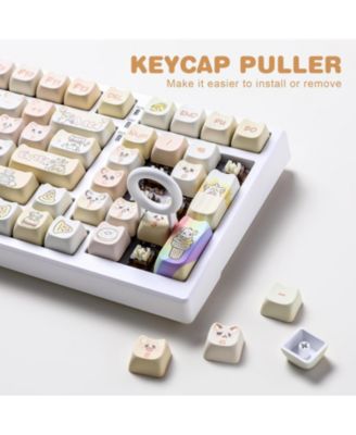 Dye-Sub PBT Keycap Set, Mao Profile, 143 Full Keys Cute Cat Custom Keycaps with Key Puller for Cherry Gateron MX Switches Mechanical Gaming Keyboard