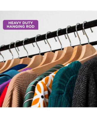 Portable Wardrobe Closet - Premium Metal Hanging Rod with Beige Cover- 65 Lb. Weight Capacity- Super Easy Assembly, No Tools Required