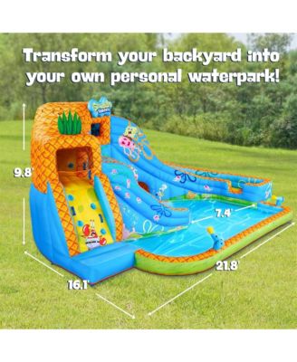 SpongeBob Deluxe Inflatable Water Slide with Climbing Wall, 2 Slides & Splash Pool