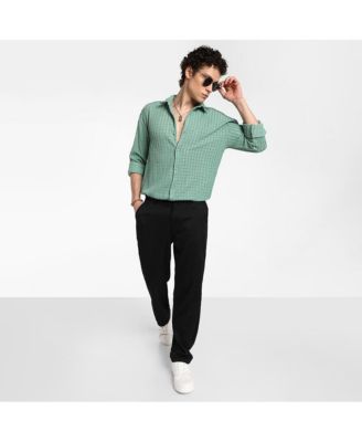 Men's Sea Green Hollow Knit Oversized Shirt
