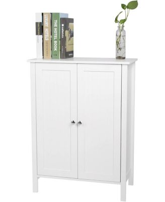 Compact Storage Cabinet with Doors & Adjustable Shelf - White Bathroom Furniture for Multi-Room Organization