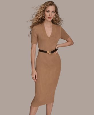 Women's Knit Short Sleeve Midi Dress