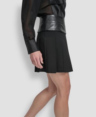 Women's Paneled Mix Media Scuba Mini Skirt