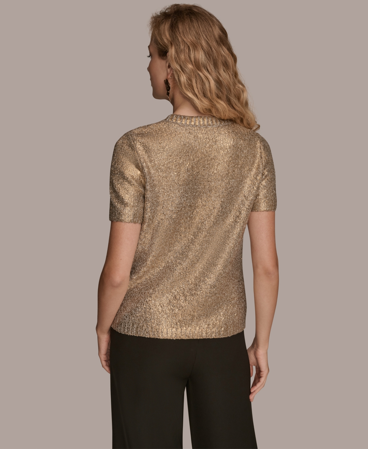 Donna Karan New York Women's Short Sleeve Foil Sweater