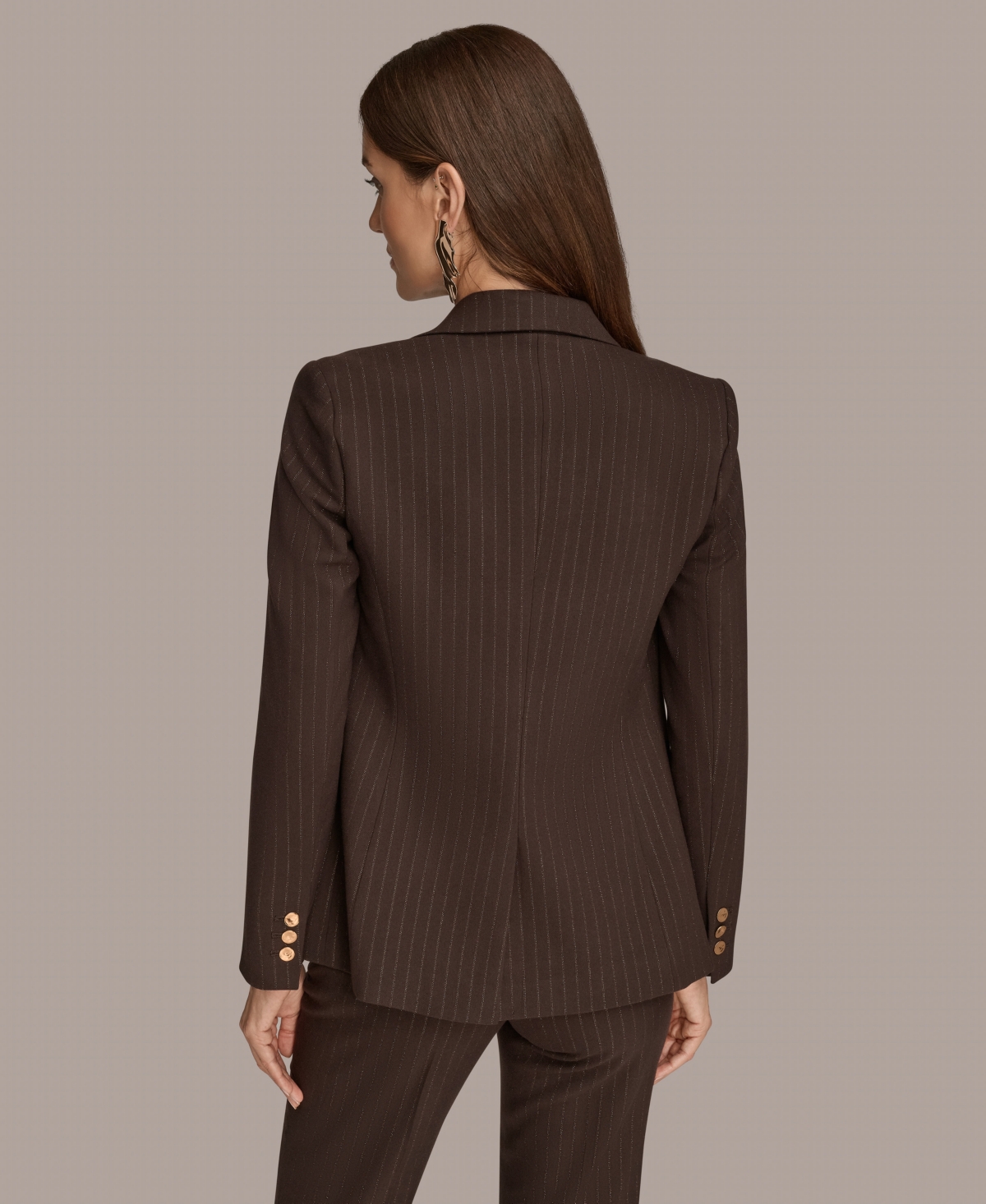 Donna Karan Women's Pinstripe One Button Blazer In Burgundy