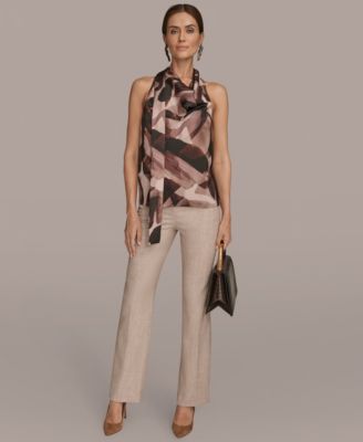 Women's Printed Drape Neck Halter with Tie Top