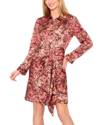 Women's Collared Button Down Tie Front Shirt Dress