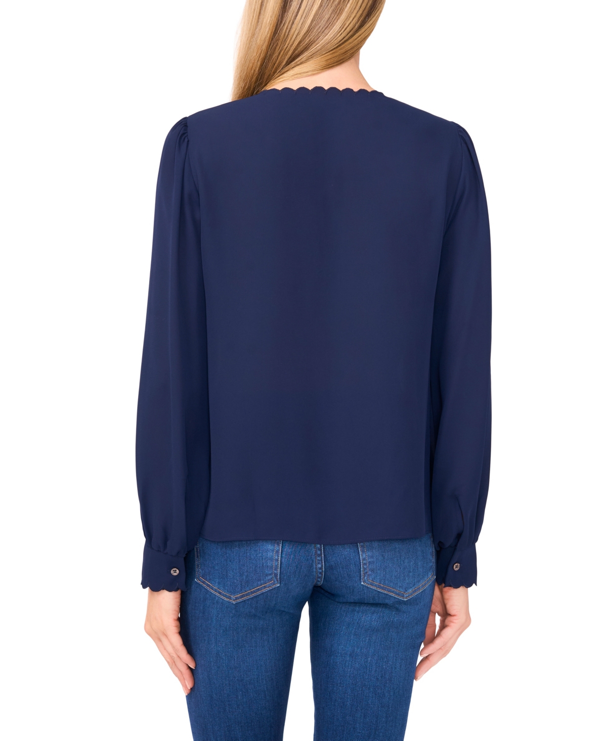 Cece Women's Long Sleeve Button Down Blouse In Blue