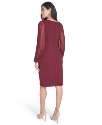 Petite Side Ruched Long Sleeve Dress