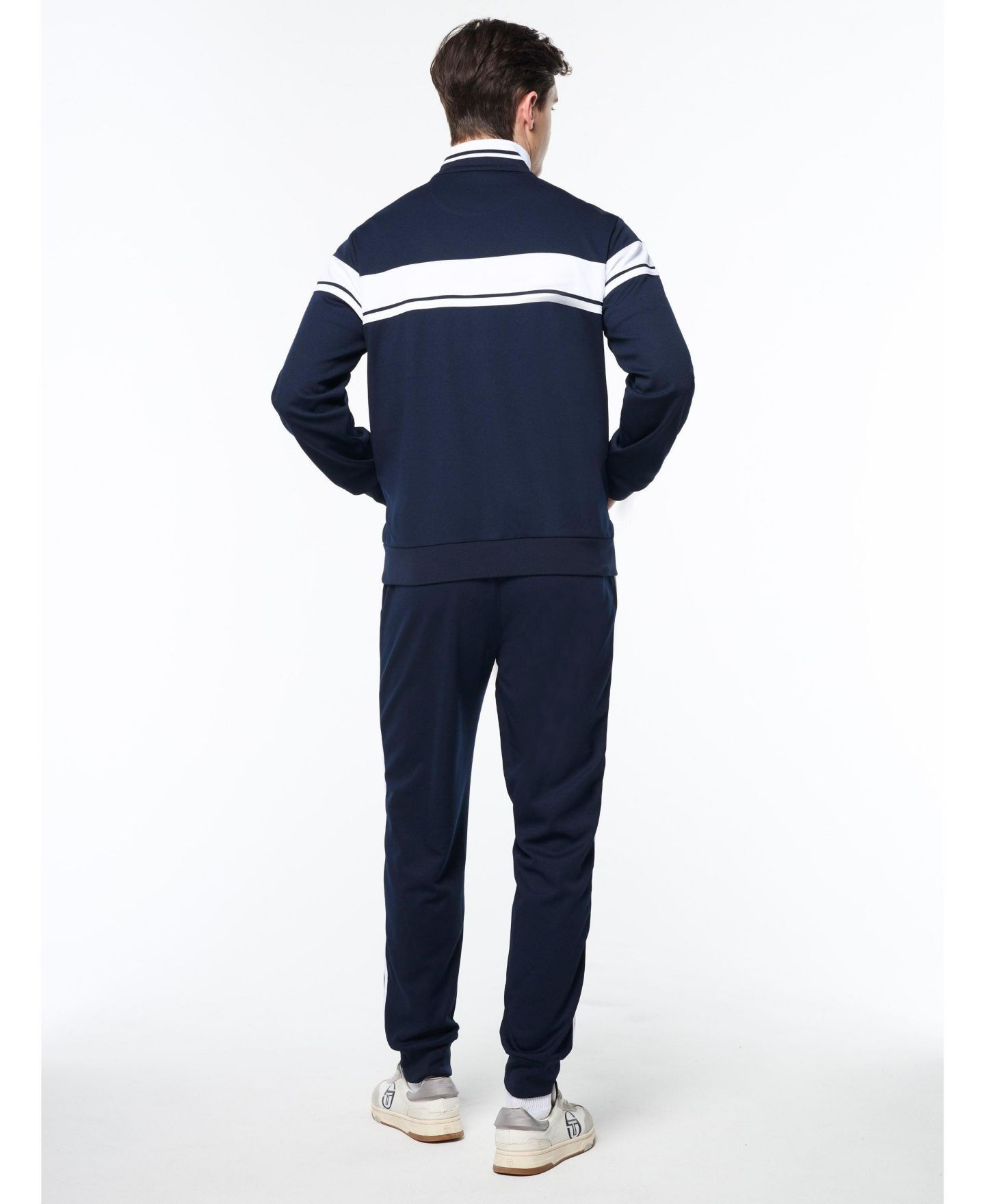 Мужская куртка Sergio Tacchini Damarindo Track Jacket Archivio, цвет: Синий / Белый — фото 5