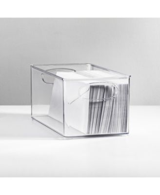 Plastic Home Office Storage Organizer Bin with Handles - 4 Pack - Clear