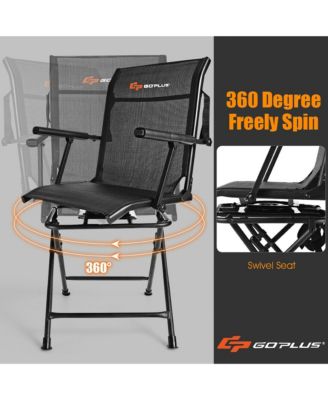 Swivel Hunting Chair Foldable Mesh Chair w/ Armrests for Outdoor Activities