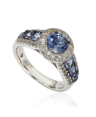 Suzy Levian Sterling Sapphire 7 Stone Ring