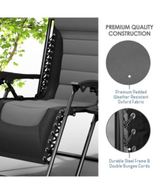 Padded Zero Gravity Chair - Extra Wide Outdoor Recliners with Adjustable Headrest, Lock-in Position & Cup Holder
