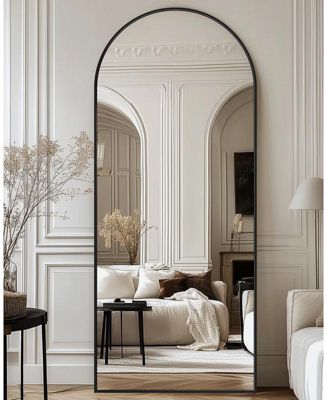 Full Length Mirror, 68"x26" Floor Mirror, Arch Floor Standing Mirror Freestanding Arch Full Body with Stand for Bedroom, Hanging Mounted for Living Room Cloakroom, Black