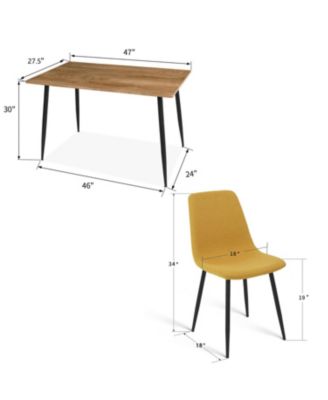 5 Piece Dining Set 47 Inch Rectangular Table Upholstered Chairs Compact Kitchen Table