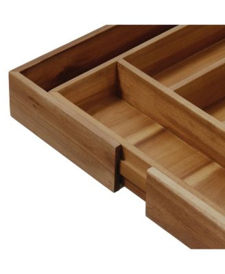 Expandable Acacia Wood Cutlery Drawer Organizer -Natural