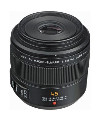 LUMIX G Leica DG Macro-Elmarit 45mm Aspherical Lens for Micro Four Thirds, Bundle with Lens Pouch, 46mm Filter Kit, Cleaning Kit, Lens
