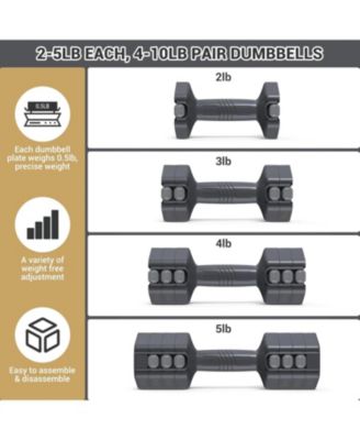 Adjustable Dumbbells Hand Weights Set: 4 In 1 Weight Each 2lb 3lb 4lb 5lb Free Weights Dumbbells Set