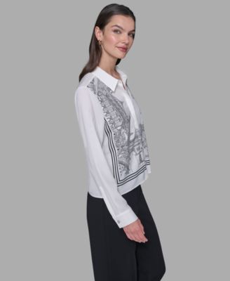 Petite Paris Scene Woven Blouse