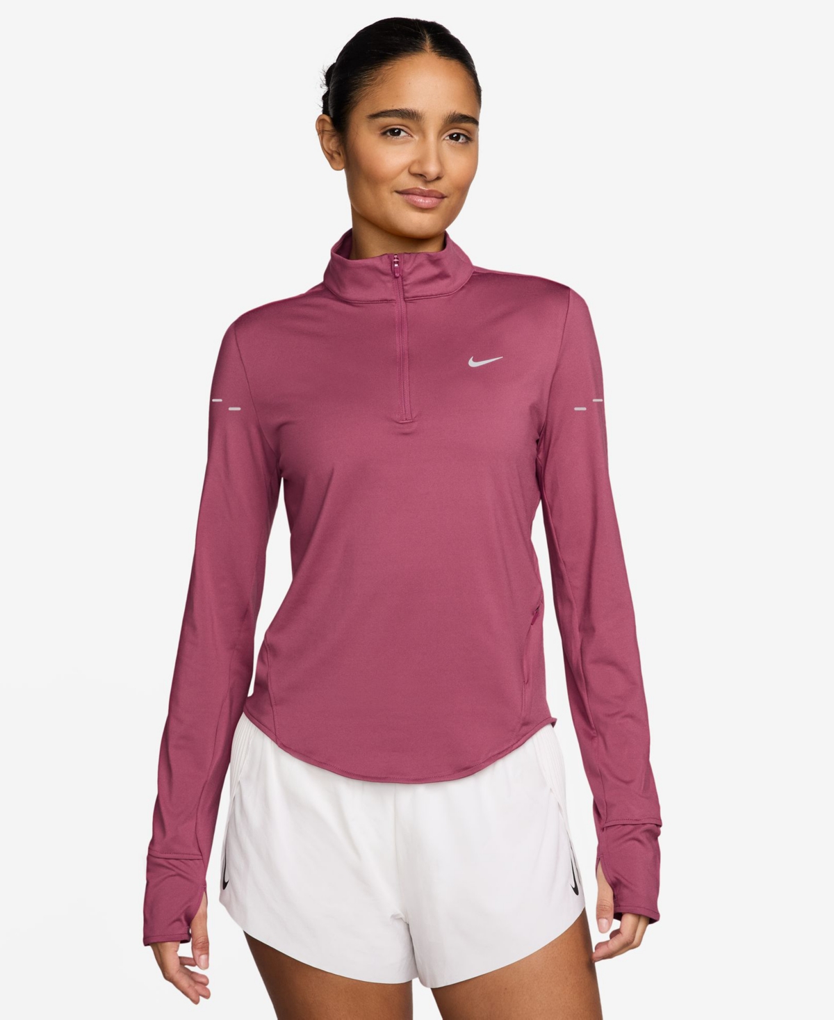 Nike Women's Swift Dri-fit Uv 1/4-zip Running Top In Pink