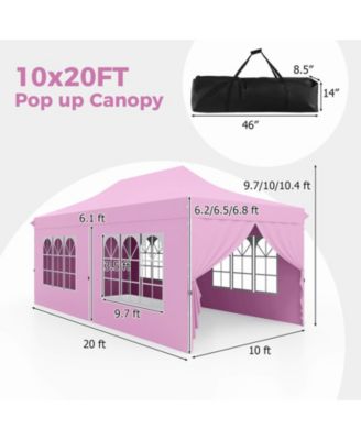 10 x 20FT Pop up Canopy Outdoor Canopy Tent with 6 Sidewalls Carrying Bag