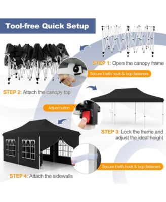 10 x 20FT Pop up Canopy Outdoor Canopy Tent with 6 Sidewalls Carrying Bag